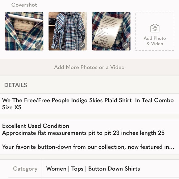 Sanctuary Green Eyelet Peplum Button-Front Top – XS - Picture 8 of 8